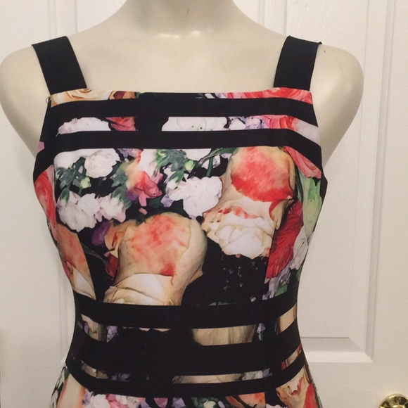 Adrianna Papell striped floral sheath midi dress - Picture 4 of 7